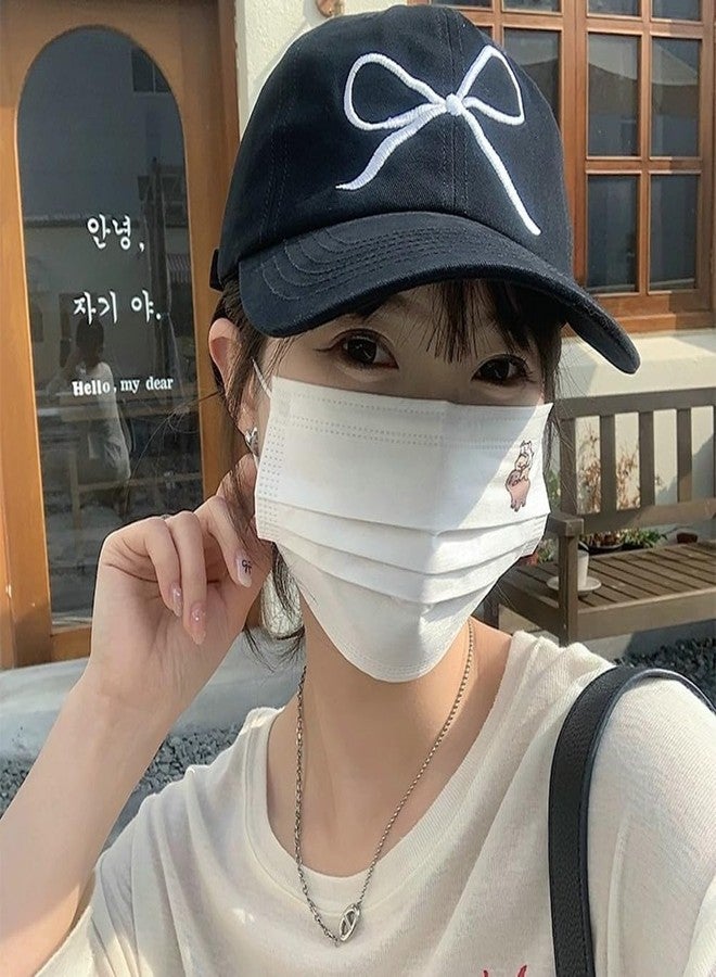 URAWOW Bow Tie Baseball Cap for Women Soft Top Trendy 6-Panel Baseball Hats Sports Hat Sun Hat for Outdoor Beige Pink - Image 3